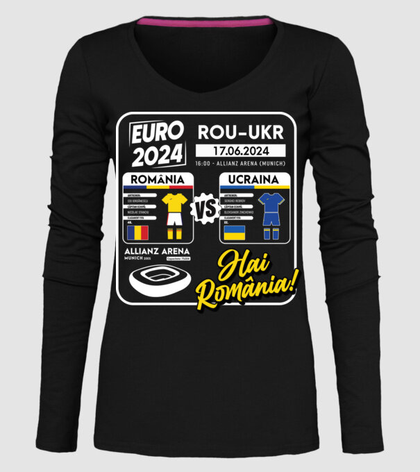 ROU-UKR euro 2024 calendar model negru pe tricou