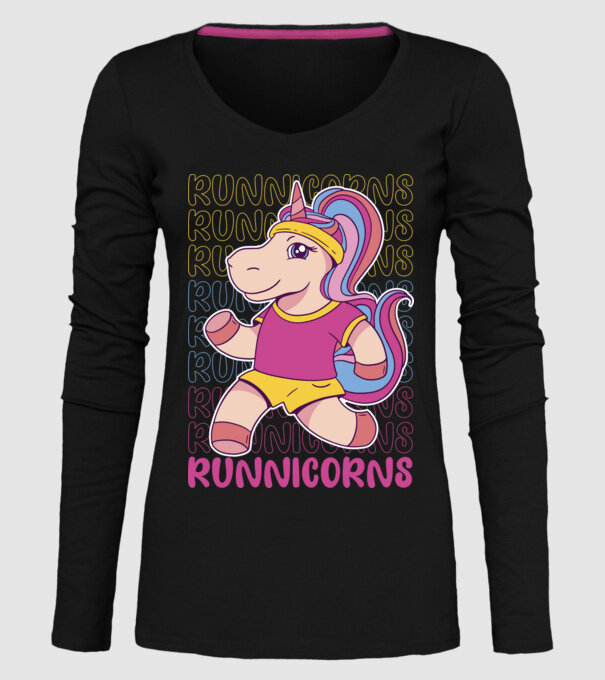 Runnicorns model negru pe tricou