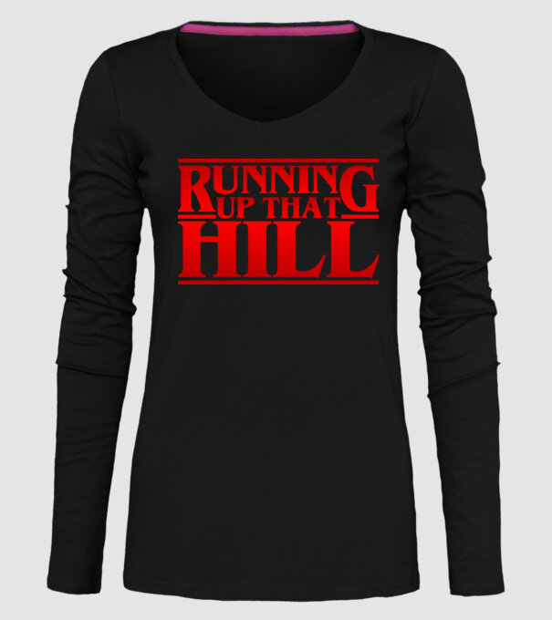 running up that hill model negru pe tricou