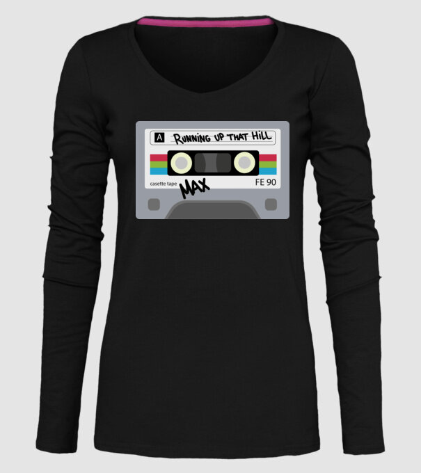 running up that hill casette model negru pe tricou