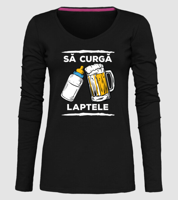 să curgă laptele! model negru pe tricou