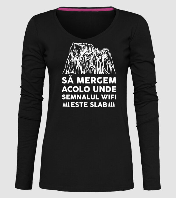să mergem acolo unde semnalul wifi este slab model negru pe tricou
