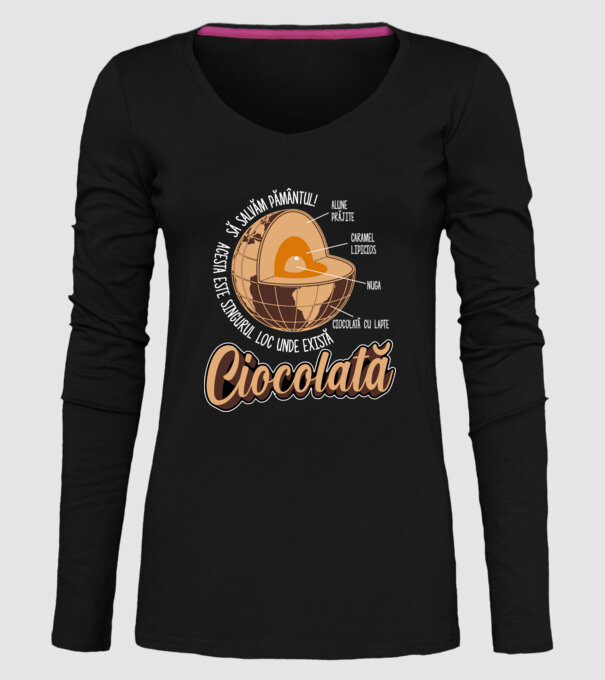 să salvăm Pământul! acesta este singurul loc unde există ciocolată - alune prăjite, caramel lipicios, nuga, ciocolată cu lapte model negru pe tricou