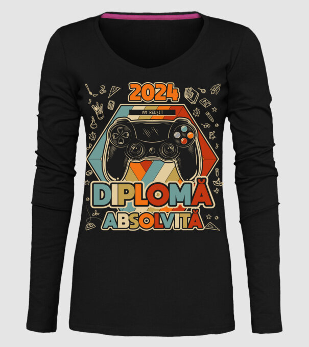 școala generală diplomă model negru pe tricou