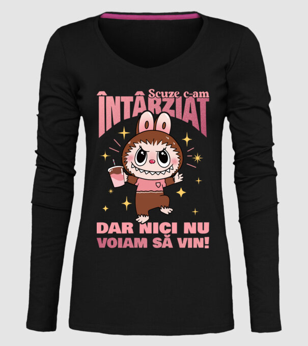 Scuze c-am întârziat model negru pe tricou