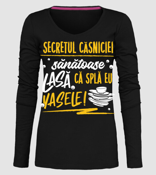 Secretul căsniciei sănătoase model negru pe tricou
