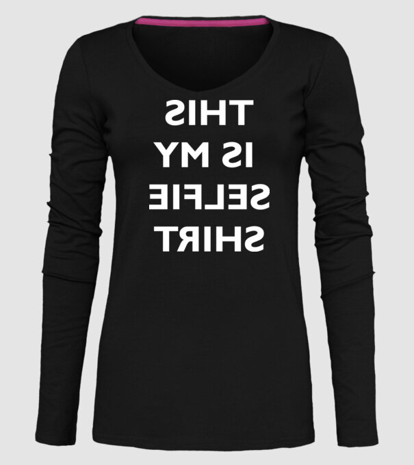 Selfie shirt model negru pe tricou