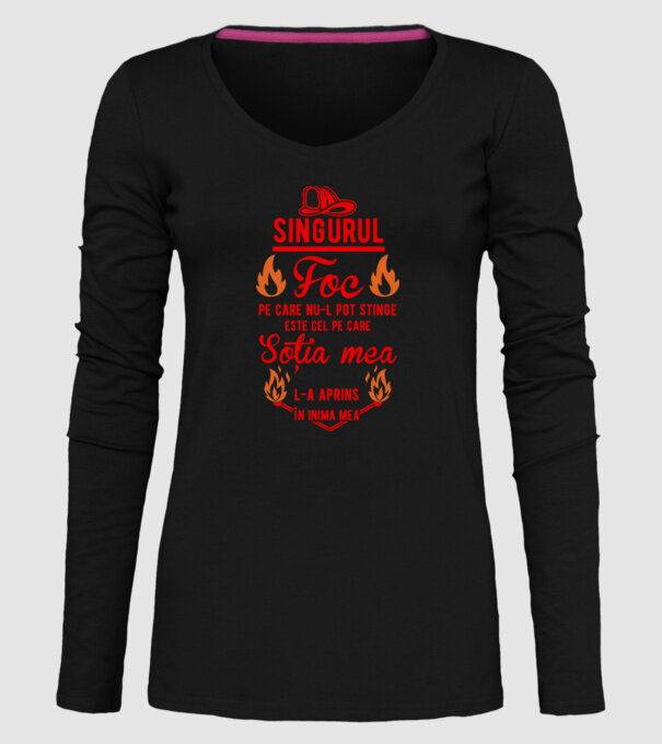 singurul foc pe care nu-l pot stinge este cel pe care soția mea l-a aprins în inima mea model negru pe tricou