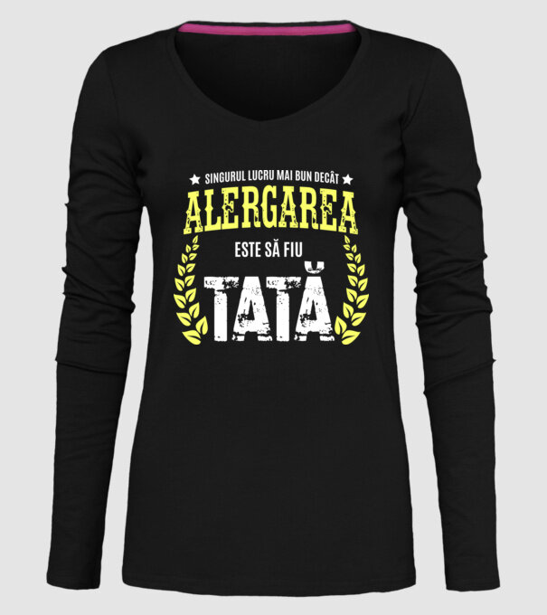 Singurul lucru mai bun decât alergarea este să fiu tată model negru pe tricou