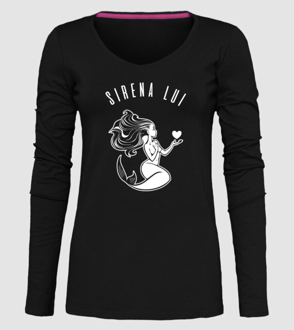 Sirena lui model negru pe tricou