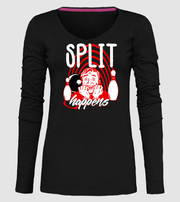 Split Happens model negru pe tricou