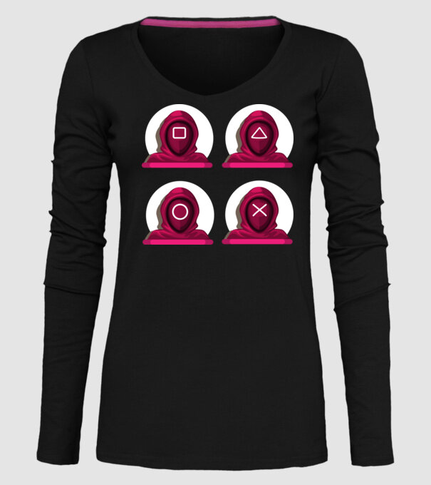 squid game characters model negru pe tricou