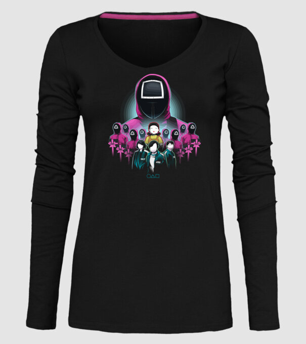 squid game crew model negru pe tricou