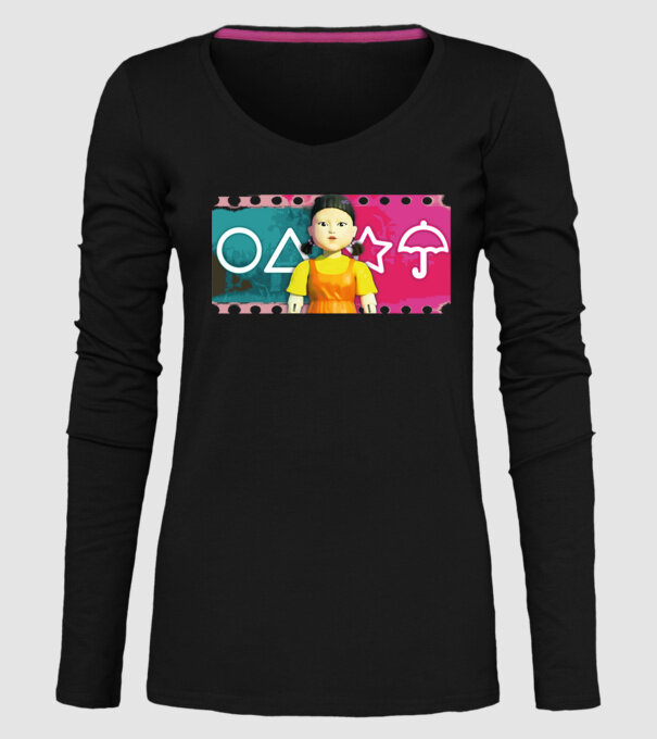 squid game drawing model negru pe tricou