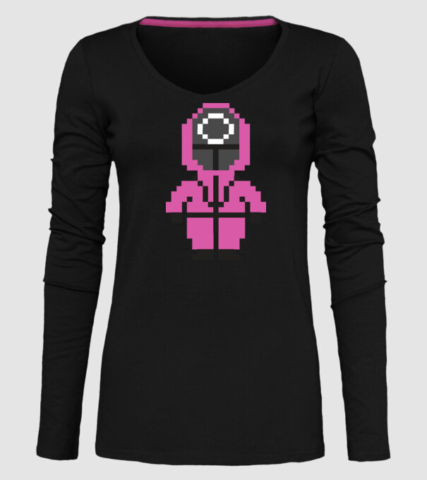 squid game pixel model negru pe tricou