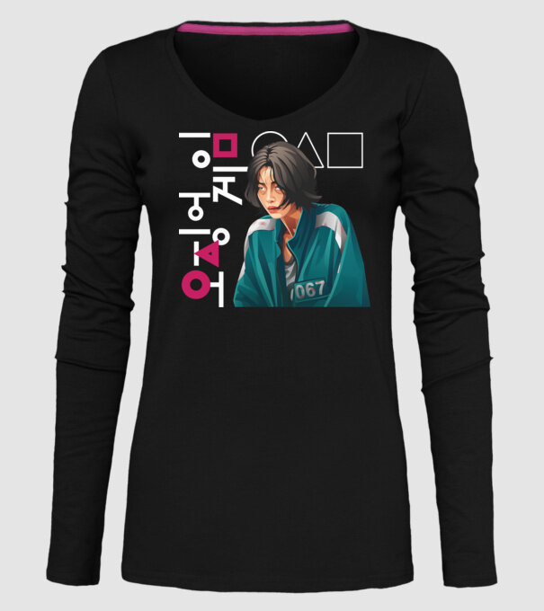 squid game player 067 model negru pe tricou