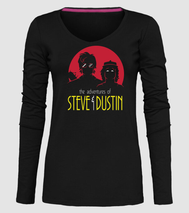 steve and dustin model negru pe tricou