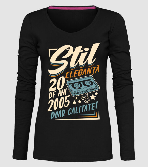 Stil eleganta 2005 model negru pe tricou