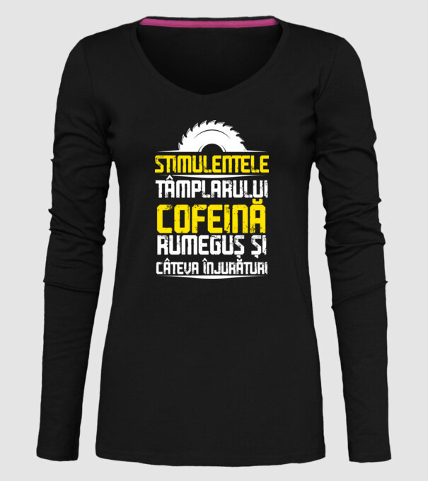 stimulentele tâmplarului: cofeină, rumeguș și câteva înjurături model negru pe tricou