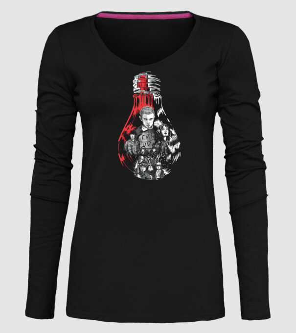 stranger things bulb model negru pe tricou