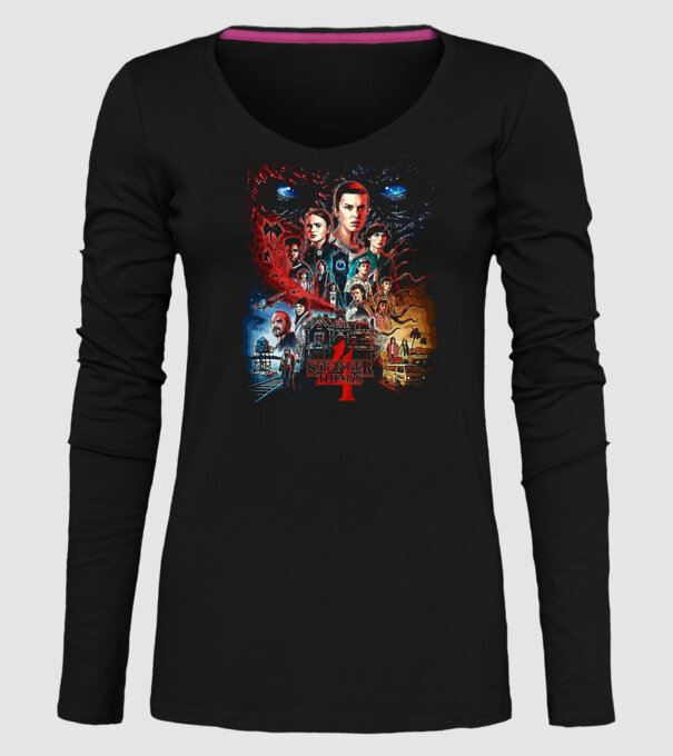 stranger things poster model negru pe tricou