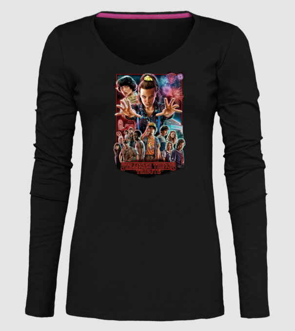 stranger things tribute poster model negru pe tricou