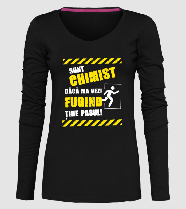 Sunt chimist, dacă mă vezi fugind, ține pasul! model negru pe tricou