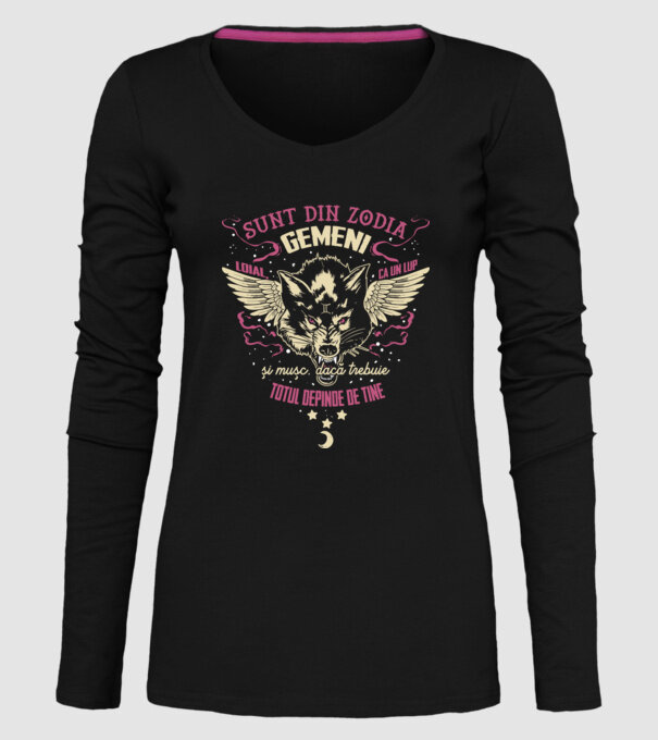 GEMENI model negru pe tricou