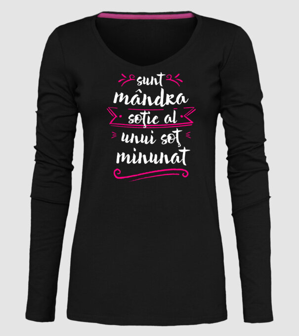 Sunt mândra soție a unui soț minunat model negru pe tricou