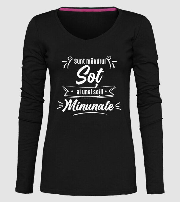 Sunt mândrul soț al unei soții minunate model negru pe tricou
