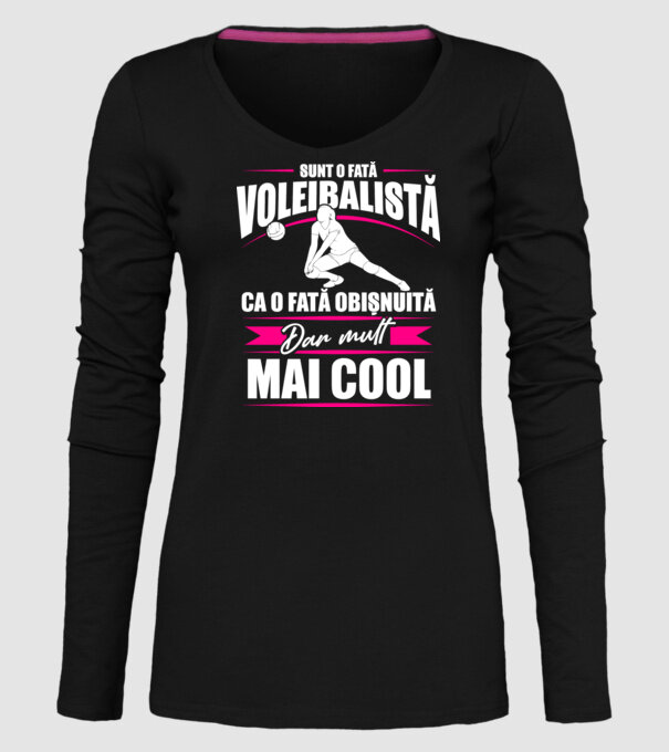 sunt o fată voleibalistă, ca o fată obișnuită, dar mult mai cool model negru pe tricou