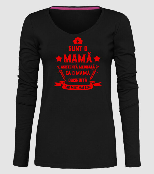 sunt o mamă asistentă medicală, ca o mamă obișnuită, dar mult mai cool model negru pe tricou