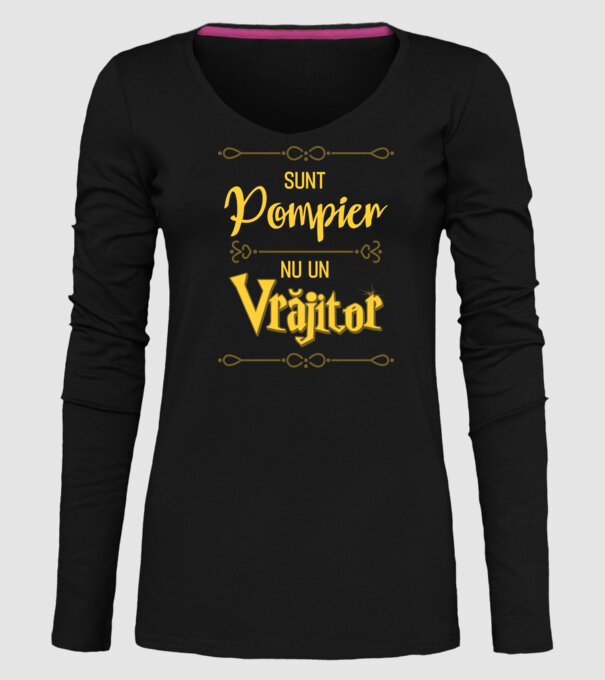 Sunt pompier, nu un vrăjitor model negru pe tricou