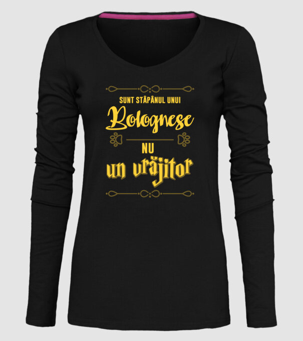 sunt stăpânul unui bolognese, nu un vrăjitor model negru pe tricou