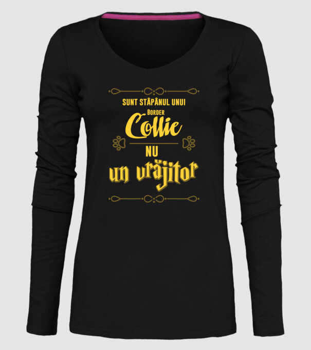 sunt stăpânul unui border collie, nu un vrăjitor model negru pe tricou