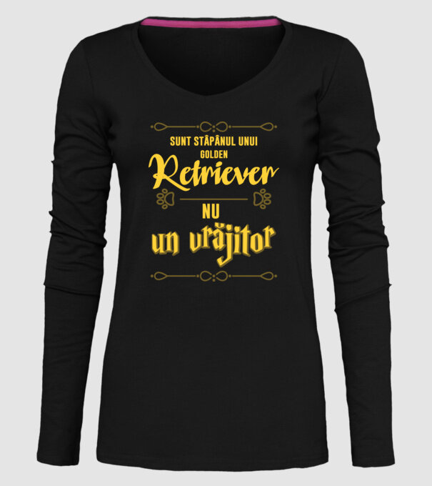 sunt stăpânul unui golden retviever, nu un vrăjitor model negru pe tricou