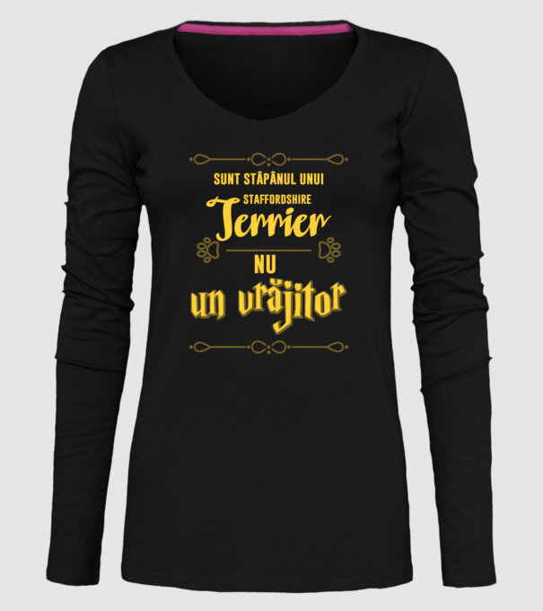 sunt stăpânul unui staffordshire terrier, nu un vrăjitor model negru pe tricou