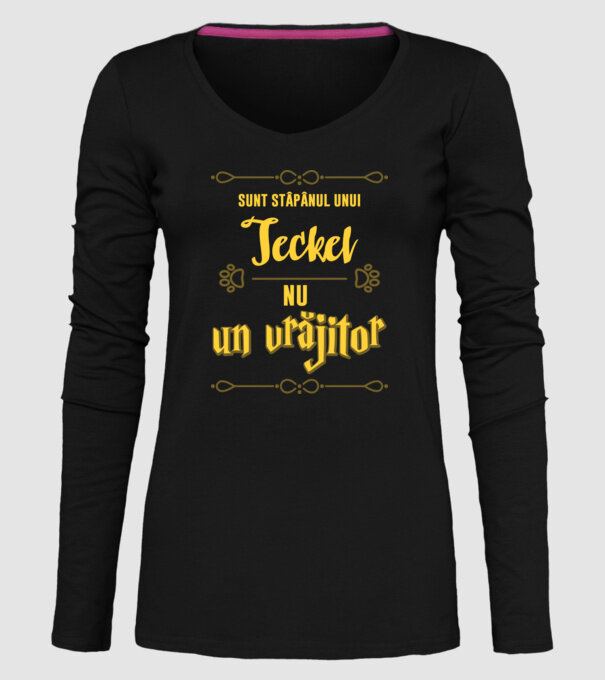 sunt stăpânul unui teckel, nu un vrăjitor model negru pe tricou