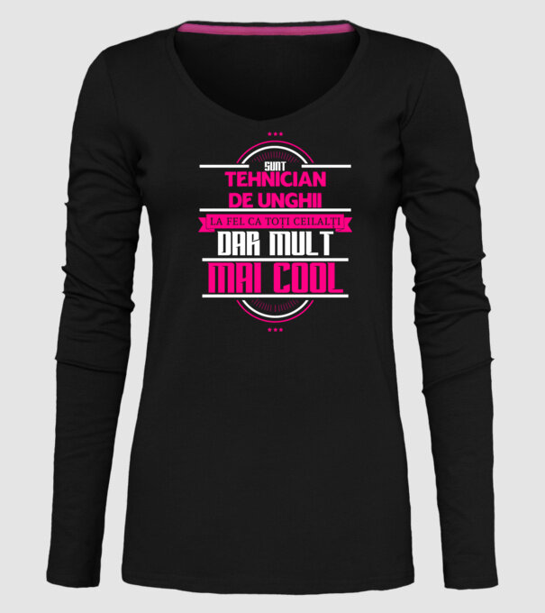 Sunt tehnician de unghii, la fel ca toți ceilalți, dar mult mai cool model negru pe tricou