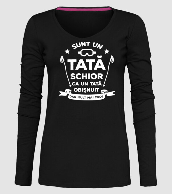 sunt un tată schior, ca un tată obișnuit, dar mult mai cool model negru pe tricou