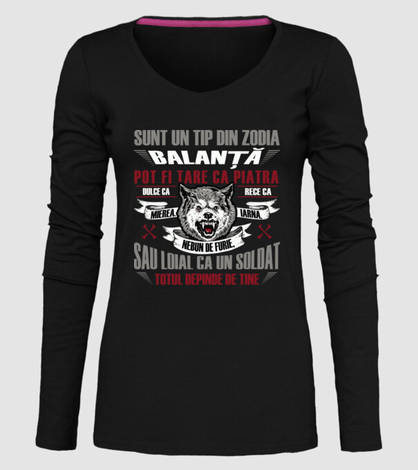 Sunt un tip din zodia Balanță model negru pe tricou