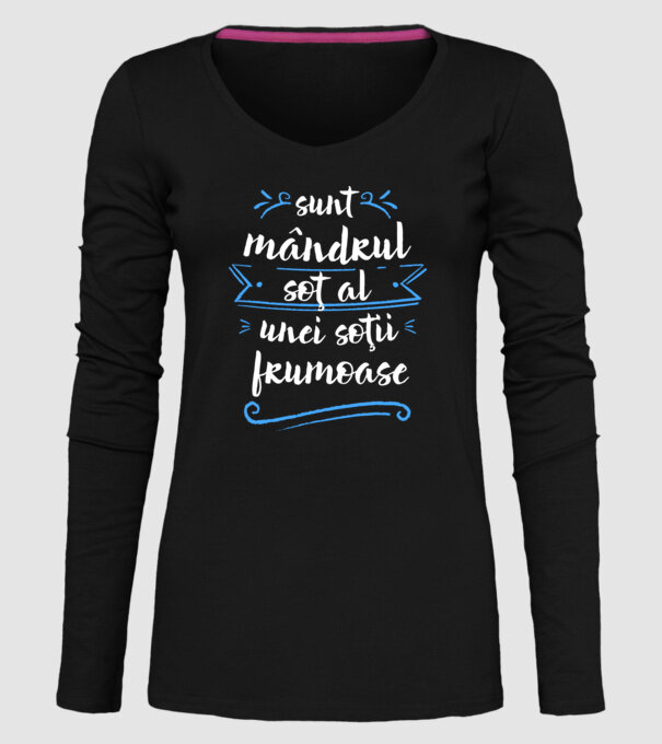 sunt mândrul soț al unei soții frumoase model negru pe tricou