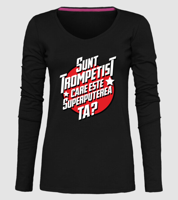 sunt trompetist, care este superputerea ta? model negru pe tricou