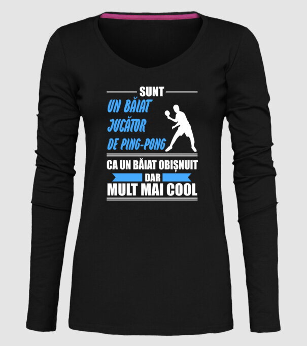 sunt un băiat jucător ping-pong, ca un băiat obișnuit, dar mult mai cool model negru pe tricou