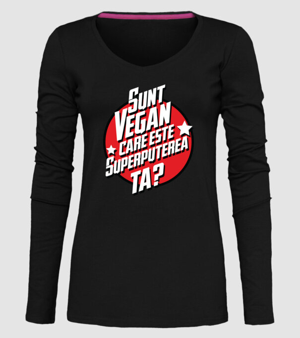 sunt vegan, care este superputerea ta? model negru pe tricou