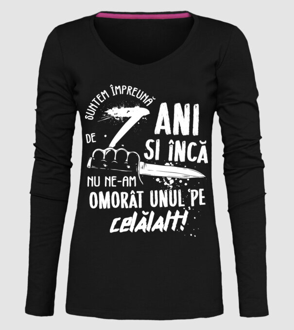 Suntem împreună de 7 ani model negru pe tricou