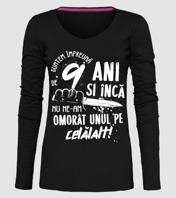 Suntem împreună de 9 ani model negru pe tricou
