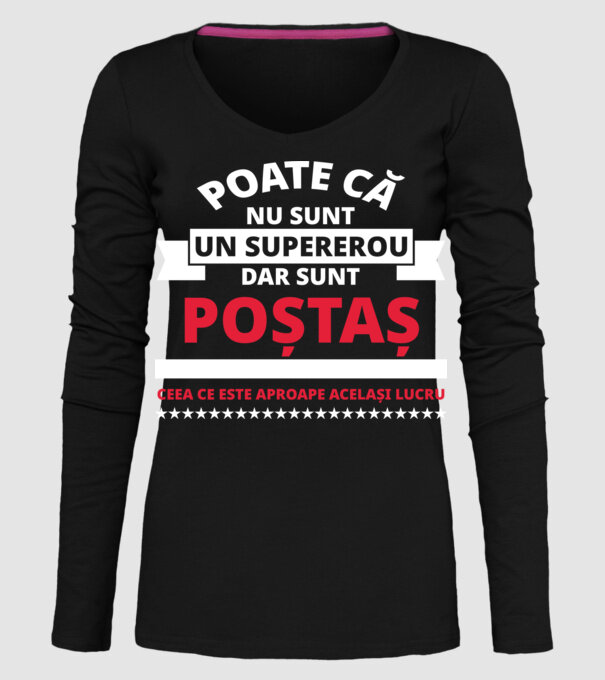 Supererou poştaş model negru pe tricou