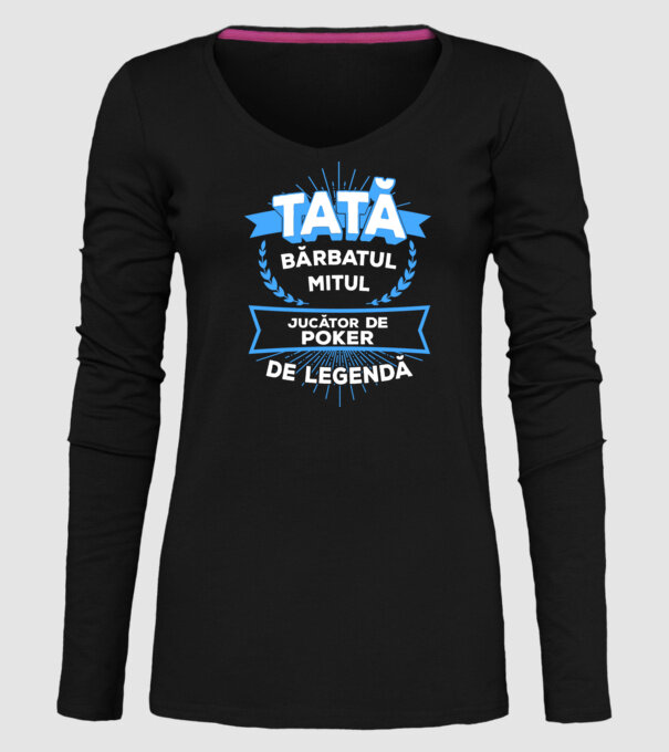 TATĂ - bărbatul, mitul, jucător poker de legendă model negru pe tricou