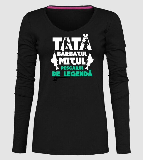 Tată - bărbatul, mitul, pescarul de legendă model negru pe tricou